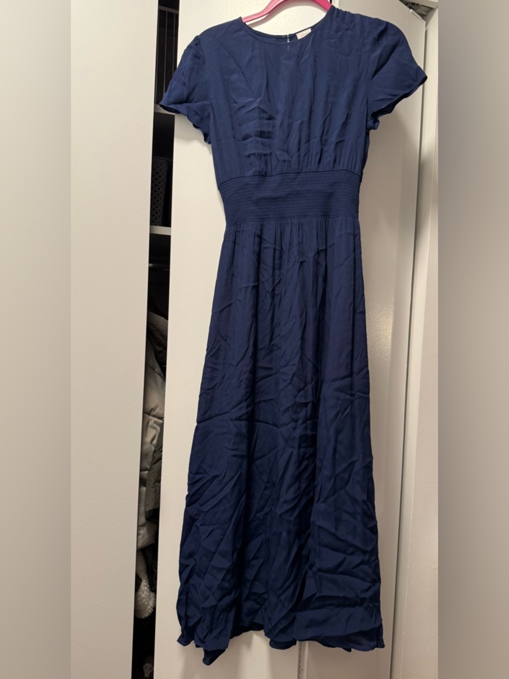 Wilfred Navy Maxi Dress with Smocked Waist